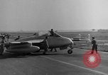 Image of Italian de Havilland Vampire jet aircraft Wiesbaden Germany, 1951, second 59 stock footage video 65675048631