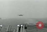 Image of Royal Navy Supermarine Attacker F1 aircraft practice touch and go landings on American aircraft carrier USS Antietam Atlantic Ocean, 1953, second 5 stock footage video 65675048898