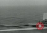 Image of Royal Navy Supermarine Attacker F1 aircraft practice touch and go landings on American aircraft carrier USS Antietam Atlantic Ocean, 1953, second 10 stock footage video 65675048898
