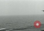 Image of Royal Navy Supermarine Attacker F1 aircraft practice touch and go landings on American aircraft carrier USS Antietam Atlantic Ocean, 1953, second 22 stock footage video 65675048898