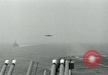 Image of Royal Navy Supermarine Attacker F1 aircraft practice touch and go landings on American aircraft carrier USS Antietam Atlantic Ocean, 1953, second 24 stock footage video 65675048898