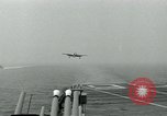 Image of Royal Navy Supermarine Attacker F1 aircraft practice touch and go landings on American aircraft carrier USS Antietam Atlantic Ocean, 1953, second 27 stock footage video 65675048898