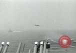 Image of Royal Navy Supermarine Attacker F1 aircraft practice touch and go landings on American aircraft carrier USS Antietam Atlantic Ocean, 1953, second 32 stock footage video 65675048898