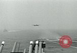 Image of Royal Navy Supermarine Attacker F1 aircraft practice touch and go landings on American aircraft carrier USS Antietam Atlantic Ocean, 1953, second 33 stock footage video 65675048898