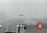 Image of Royal Navy Supermarine Attacker F1 aircraft practice touch and go landings on American aircraft carrier USS Antietam Atlantic Ocean, 1953, second 42 stock footage video 65675048898