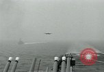 Image of Royal Navy Supermarine Attacker F1 aircraft practice touch and go landings on American aircraft carrier USS Antietam Atlantic Ocean, 1953, second 51 stock footage video 65675048898