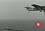 Image of British Royal Navy Hawker Seahawk aircraft practice arrested landings on the carrier USS Antietam Atlantic Ocean, 1953, second 6 stock footage video 65675048900
