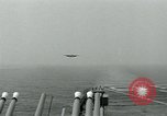 Image of British Royal Navy Hawker Seahawk aircraft practice arrested landings on the carrier USS Antietam Atlantic Ocean, 1953, second 49 stock footage video 65675048900
