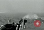 Image of British Royal Navy Vampire jet aircraft makes arrested landing aboard the U.S. carrier USS Antietam Atlantic Ocean, 1953, second 8 stock footage video 65675048902