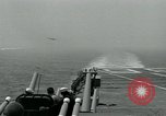 Image of British Royal Navy Vampire jet aircraft makes arrested landing aboard the U.S. carrier USS Antietam Atlantic Ocean, 1953, second 11 stock footage video 65675048902