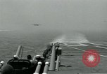 Image of British Royal Navy Vampire jet aircraft makes arrested landing aboard the U.S. carrier USS Antietam Atlantic Ocean, 1953, second 13 stock footage video 65675048902