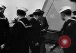 Standbild Crew der USS Augusta besuchen HMS Prince of Wales Schiff Hafen Neufundland, 1941, aus Sekunde 4 historischem Filmmaterial Videoclip 65675049359