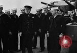Standbild Crew der USS Augusta besuchen HMS Prince of Wales Schiff Hafen Neufundland, 1941, aus Sekunde 11 historischem Filmmaterial Videoclip 65675049359