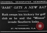 Standbild Babe Ruth golf spielen Saint Petersburg Florida USA, 1930, aus Sekunde 8 historischem Filmmaterial Videoclip 65675050771