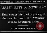 Standbild Babe Ruth golf spielen Saint Petersburg Florida USA, 1930, aus Sekunde 10 historischem Filmmaterial Videoclip 65675050771