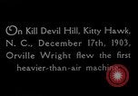 Image of Wright Brothers first flight at Kitty Hawk France, 1908, second 8 stock footage video 65675051058