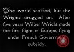 Image of Wright Brothers first flight at Kitty Hawk France, 1908, second 30 stock footage video 65675051058