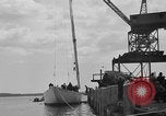Image of Launching of the J-Class yacht, Ranger Bath Maine USA, 1937, second 46 stock footage video 65675051412