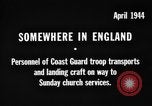 Image of United States Coast Guard personnel march in formation to Sunday service at a church England United Kingdom, 1944, second 9 stock footage video 65675051454