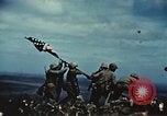 Image of famous American flag raising Mount Suribachi Iwo Jima, 1945, second 20 stock footage video 65675051573