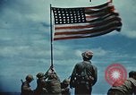 Image of famous American flag raising Mount Suribachi Iwo Jima, 1945, second 28 stock footage video 65675051573