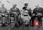 Image of President Roosevelt and Winston Churchill outside at Quebec Conference Quebec Canada, 1943, second 5 stock footage video 65675051786