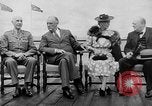 Image of President Roosevelt and Winston Churchill outside at Quebec Conference Quebec Canada, 1943, second 17 stock footage video 65675051786