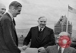Image of President Roosevelt and Winston Churchill outside at Quebec Conference Quebec Canada, 1943, second 56 stock footage video 65675051786