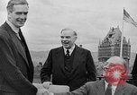 Image of President Roosevelt and Winston Churchill outside at Quebec Conference Quebec Canada, 1943, second 57 stock footage video 65675051786