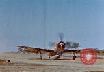 Image of Pilot examines flak damage to his P-47 aircraft Corsica France, 1944, second 3 stock footage video 65675051897