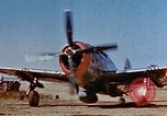 Image of Pilot examines flak damage to his P-47 aircraft Corsica France, 1944, second 8 stock footage video 65675051897