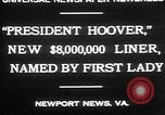 Image of Mrs Herbert Hoover Newport News Virginia USA, 1930, second 6 stock footage video 65675052014
