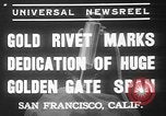 Standbild Goldene niet Abschluss der Golden Gate Bridge San Francisco California USA, 1937, aus Sekunde 5 historischem Filmmaterial Videoclip 65675052024