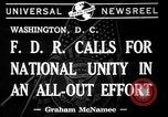 Standbild Franklin Roosevelt Washington DC USA, 1941, aus Sekunde 6 historischem Filmmaterial Videoclip 65675053546