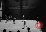 Image of basketball court on aircraft carrier hangar deck Pacific Ocean, 1945, second 8 stock footage video 65675055308