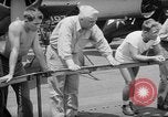 Image of basketball court on aircraft carrier hangar deck Pacific Ocean, 1945, second 51 stock footage video 65675055308