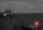 Image of F6F hellcats take off from the USS Hancock Pacific Ocean, 1944, second 47 stock footage video 65675055348