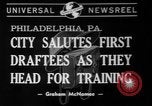 Image of parade of draftees Philadelphia Pennsylvania USA, 1940, second 1 stock footage video 65675056292