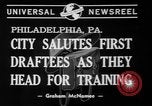 Image of parade of draftees Philadelphia Pennsylvania USA, 1940, second 9 stock footage video 65675056292