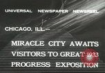 Standbild weltweit Messegelände Chicago Illinois USA, 1932, aus Sekunde 5 historischem Filmmaterial Videoclip 65675059261