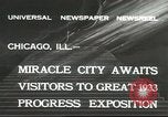 Standbild weltweit Messegelände Chicago Illinois USA, 1932, aus Sekunde 6 historischem Filmmaterial Videoclip 65675059261