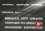 Standbild weltweit Messegelände Chicago Illinois USA, 1932, aus Sekunde 9 historischem Filmmaterial Videoclip 65675059261