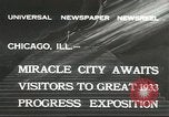 Standbild weltweit Messegelände Chicago Illinois USA, 1932, aus Sekunde 10 historischem Filmmaterial Videoclip 65675059261