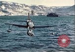 Image of United States Navy SOC Seagull hoisted aboard battleship Newfoundland, 1942, second 26 stock footage video 65675059322
