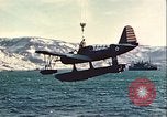 Image of United States Navy SOC Seagull hoisted aboard battleship Newfoundland, 1942, second 37 stock footage video 65675059322
