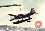 Image of United States Navy SOC Seagull hoisted aboard battleship Newfoundland, 1942, second 43 stock footage video 65675059322