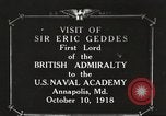 Image of British Navy officers visit US Naval Academy Annapolis Maryland USA, 1918, second 1 stock footage video 65675060987