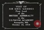 Image of British Navy officers visit US Naval Academy Annapolis Maryland USA, 1918, second 6 stock footage video 65675060987