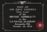 Image of British Navy officers visit US Naval Academy Annapolis Maryland USA, 1918, second 9 stock footage video 65675060987
