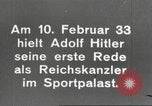 Image le premier discours d'Adolf Hitler que Reich chancelier Berlin Allemagne, 1933, de la seconde 8 séquences d'archives historiques vidéo 65675061178